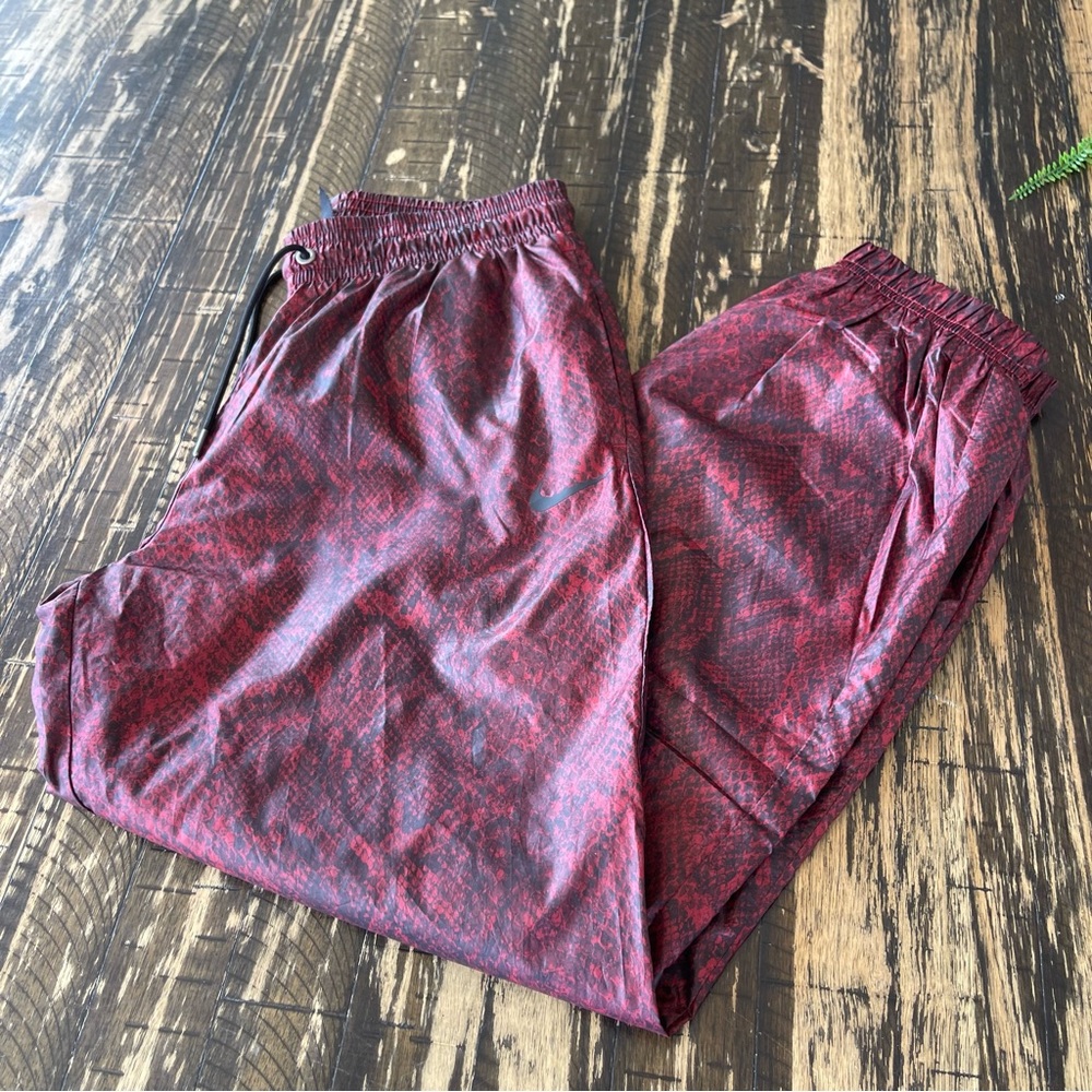 NIKE Maroon Red Snakeskin Windbreaker Pants - SMALL